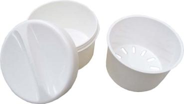 Prothesenbecher mit Deckel und Einsatz, weiß